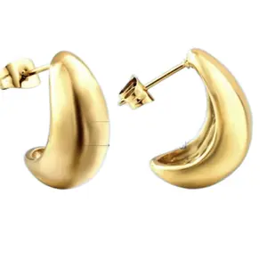 Tear Drop 18K GOLD PLATED Chunky lightweight earrings trendy jewelry gift for women girls Casual and elegant. Corporate stylish fashiom earrings Female Elegant