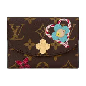 Louis Vuitton Rosalie Letter-Embossed Snap-Closure Leather Wallet for Women in Brown and Red