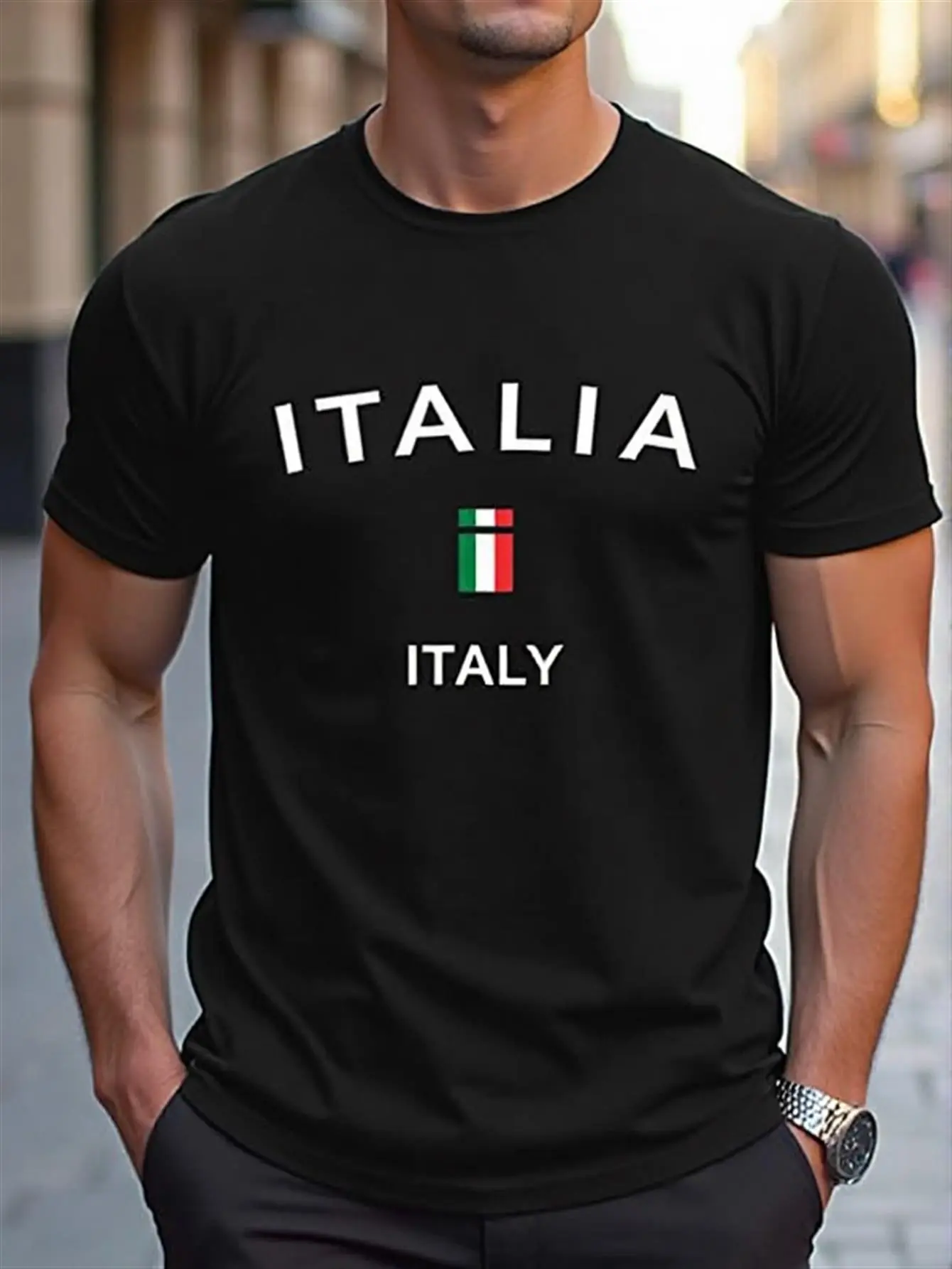 Men'S Italian Flag Print Short Sleeve T-Shirt - Re unisex soft cotton short sleeve t shirt, vintage graphic casual tee for men women teens, perfect birthday holiday gift for camping travel gym daily street casual wear