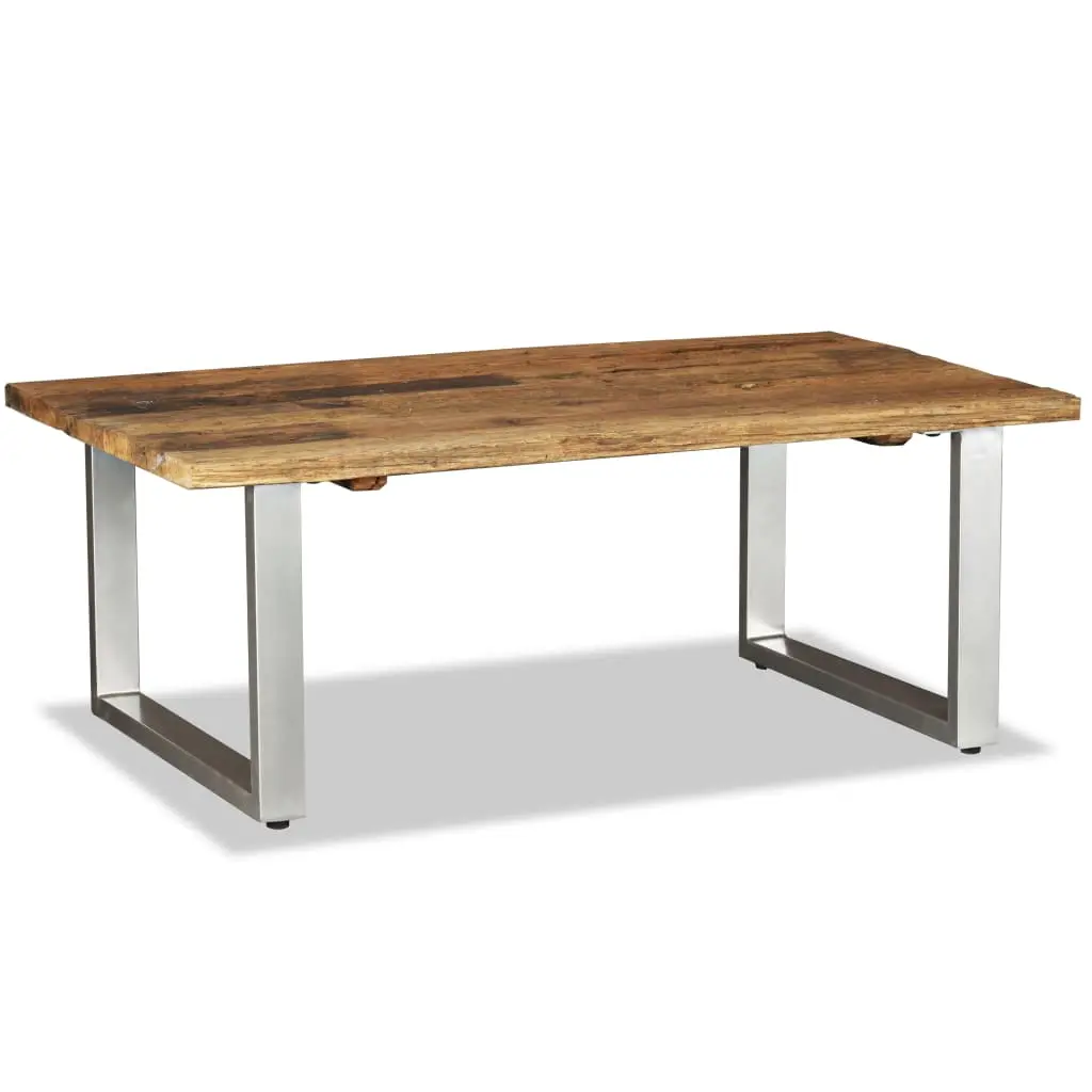 vidaXL Coffee Table, End Table with Iron Legs, Accent Sofa Table for Living Room Bedroom, Home Furniture, Industrial, Solid Wood Reclaimed 244586