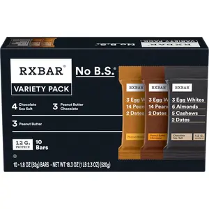 RXBAR Protein Bars, Protein Snack, Snack Bars, Variety Pack, 18.3oz Box (10 Bars)