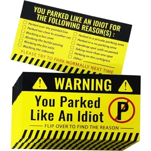 Bad Parking Cards - 100 count You Parked Like an Idiot Cards 3.5"x2" Funny Parking Violation Tickets for Bad Driver Learn to Park