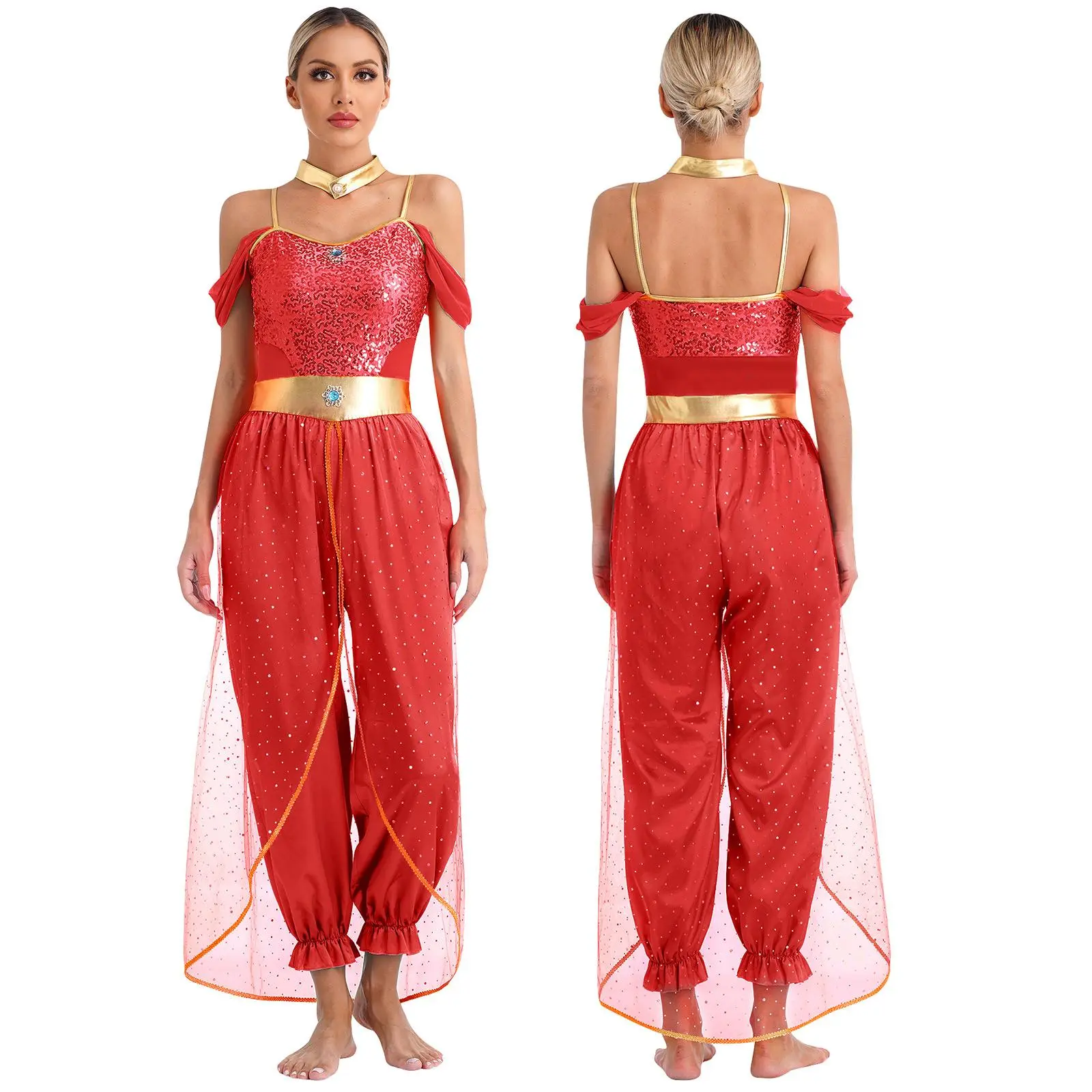Festival Arabian Princess Costumes Indian Dance Embroider Bollywood  Jasmines Costume Party Halloween Cosplay Jasmines Outfit - TikTok Shop
