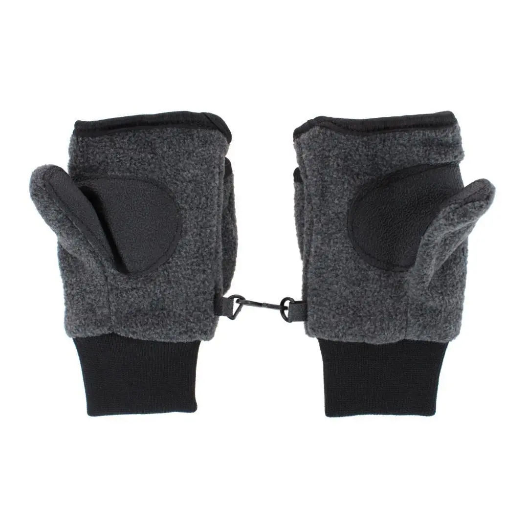 Polar Wear Toddler Convertible Fleece Winter Gloves, Children's Flip-Top Fingerless Mittens with Grip Palm & Hook and Loop for Outdoor Play, Playground, 3 - 4 Years, Kids' Winter Gloves, Convertible Mittens, Elastic Cuff, Fingerless Gloves