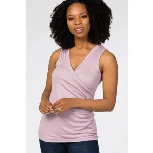 Lavender Crossover Ruched Nursing Tank