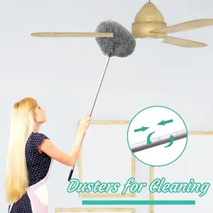 Microfiber Ceiling Fan Duster -ExtendsUp To 12 Ft,Blve,LongHandled,Dust-Locking,Reusable,AndMachineWashableCleaner Brush For EffortlessCleaningduster damp dusterorbitronduster feather duster ceiling fandusterdusters forcleaning Pet Extendable Movable Blue
