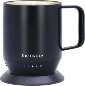 THERMACUP Premium Heated Coffee Mug with 5 Temperature Settings, Industry-Leading Smart Electric Cup, Up to 8-Hour Battery, 12oz with Lid (14oz Total Capacity)