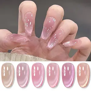 Mtssii Cat Eye Gel Nail Polish, Nail Art Polish, UV Light Gel, Light Jelly Glassy Finish, Magnetic Moonlight Shimmer Glitter, Soak Off, Salon Quality, DIY at Home, Gel Manicure, Jelly Nails