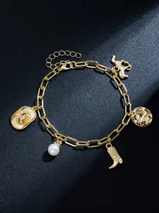 Western Vintage Style Charming Cowboy Hat Pendant Bracelet, Unisex Fashion Accessory Jewelry Gift for Daily Wear & Parties, Perfect Gift for Family & Friends, Alloy Chain Bracelet