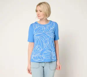 Susan Graver Weekend Comfy Cotton Embroidered Top