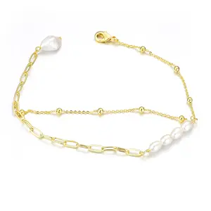 DW Baroque Pearl Bracelet  18K Gold  over Bronze