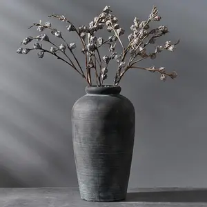 Large Ceramic Rustic Vase, 11 inch Minimalist Decorative Farmhouse Tall Vase for  Decor, Living Room, Shelf Decor, Enterway, Wedding, Table Decoration, Bronze