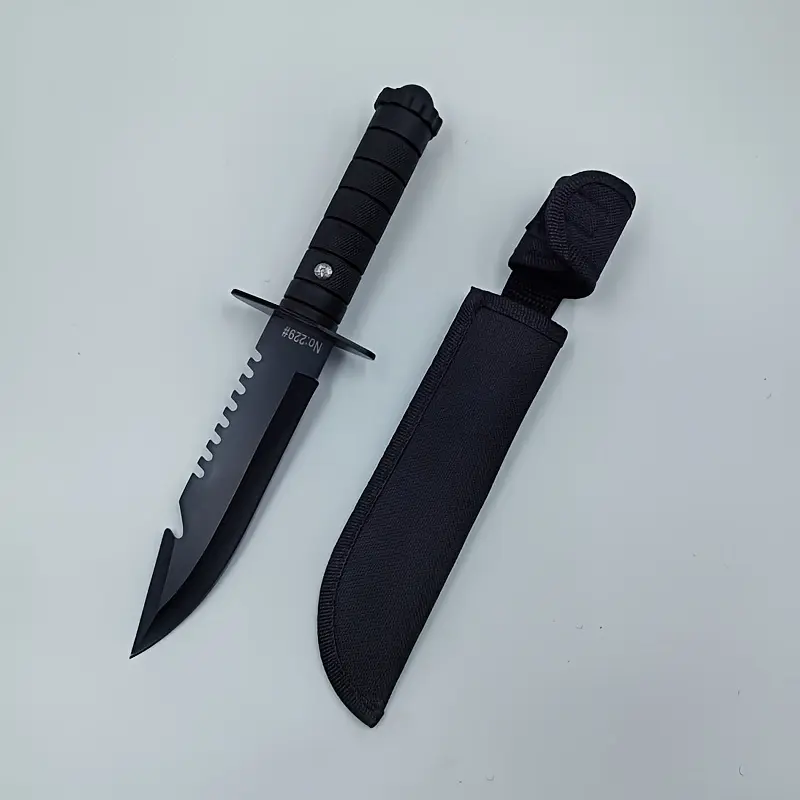 Outdoor Survival Knife, Comes with a Nylon Knife Cover, Made of 5CR13MOV Steel And ABS Material, Perfect for Tough Guys Model: H
