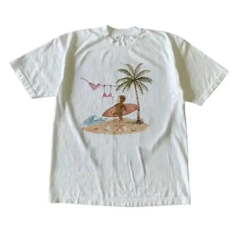 Surfing Y2K Summer T-Shirt - Vintage Graphic Tee – Menswear & Womenswear – Streetwear Tops – Casual Cotton Crewneck Shortsleeve T-shirt