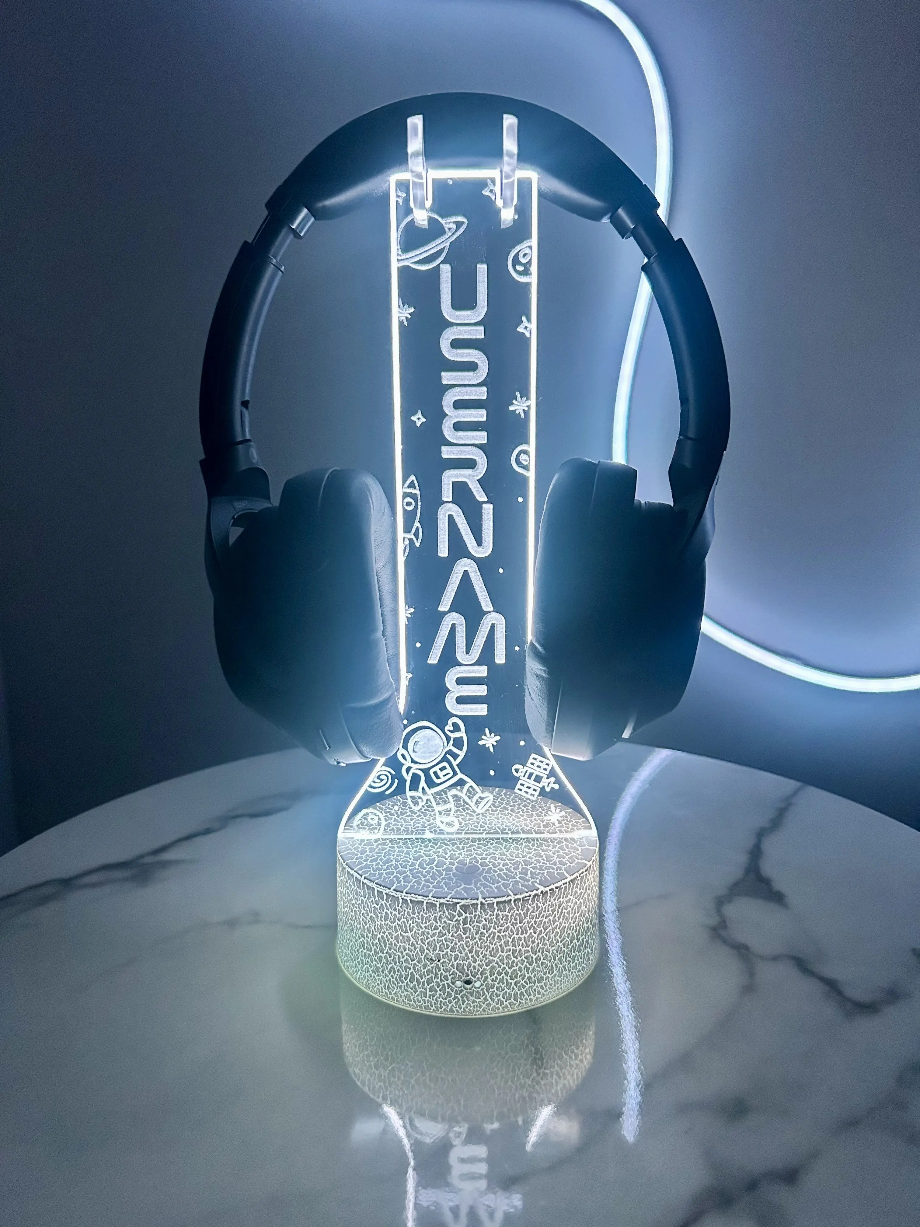 Personalized LED Headphone Stand