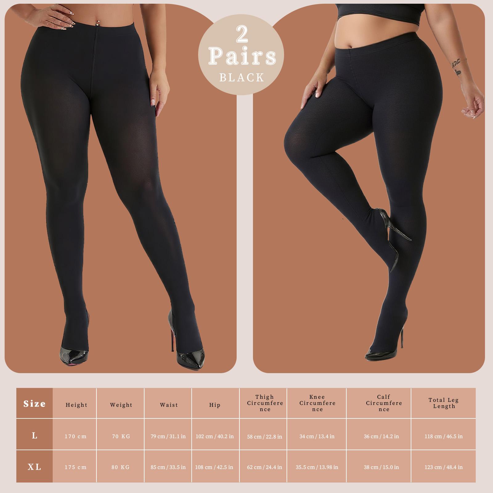 Women’s 400D Fleece Lined Tights 2 Pack – Thick Thermal Pantyhose, Warm Winter Leggings, Black S/M Slim Fit Womenswear