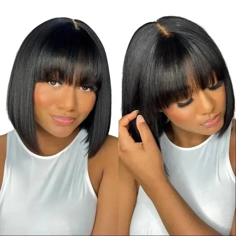 Glueless Yaki Bob Wig Human Hair | Beginner Friendly | 5-Min Install | Pre-Plucked | Natural Hairline | Ready to Wear” Straight Bob Wig