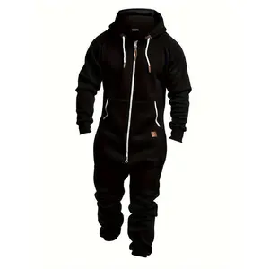 2024 autumn and winter men's hooded wool jumpsuit, suitable for fashionable casual clothing (gift)
