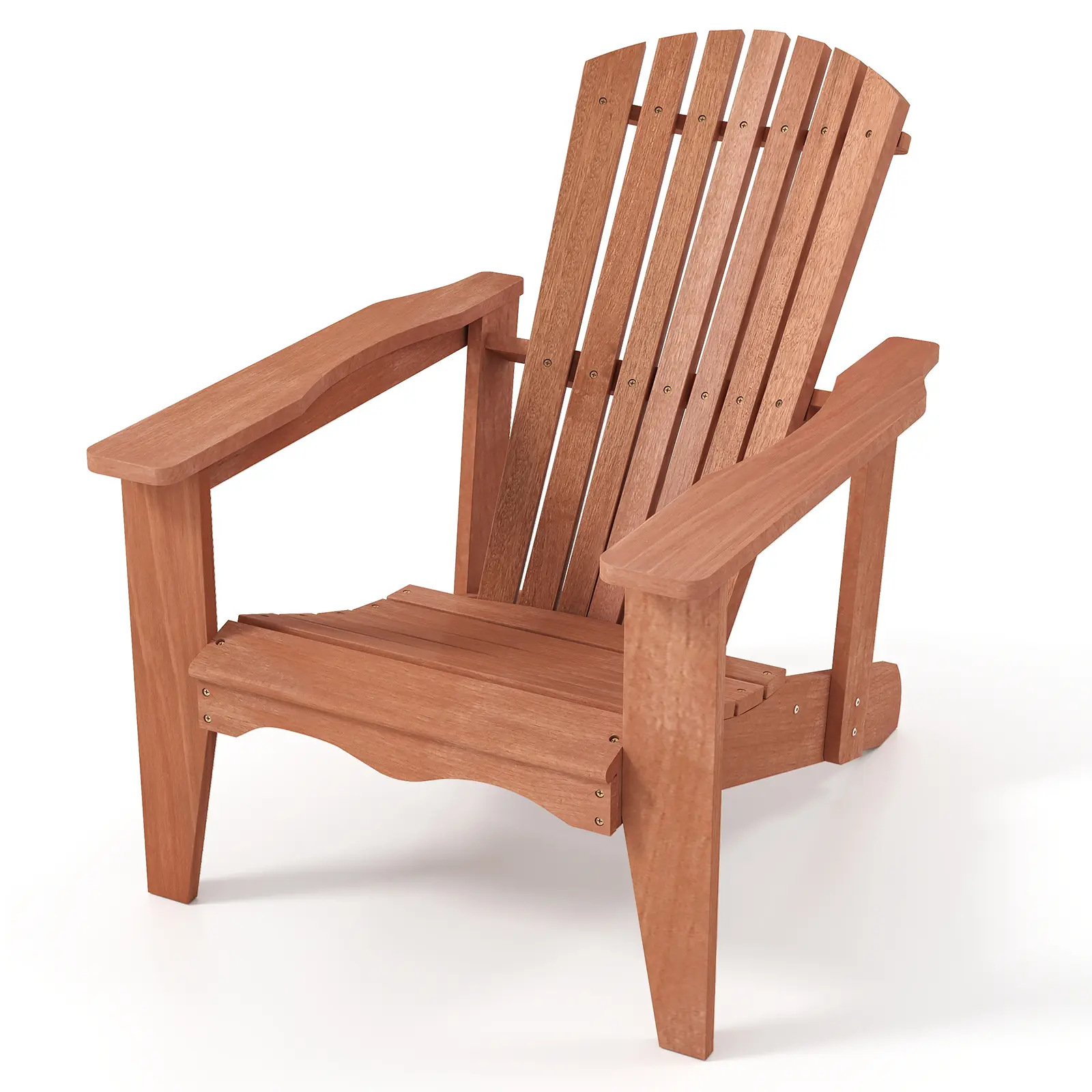 COSTWAY - Solid Wood Adirondack Chair with High  Backrest and Wide Armrests