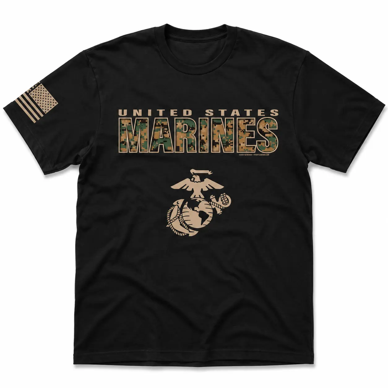 Men's US Marines Camouflage Letters Short-Sleeve Round Neck Casual T-Shirt - Premium Patriotic Military Graphic Top, Veteran Gift Crewneck Streetwear