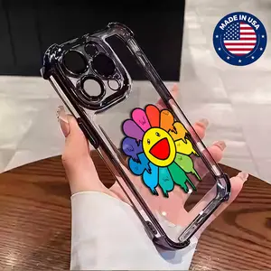 Seven-color Smiley Face Hanamura Takashi Aesthetic Design Pattern Casing For iphone 16 15 14 13 12 Plus Pro Max Flaunt Mobile Phone Case Soft Silicon TPU anti-drop Drop Protection Shockproof Protector Vintage unique Fashion Trend Anti-scratch Stylish Smar
