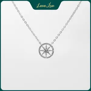 LavaJewelry My Sun Necklace, 925 Silver Pendant Necklace, Circle Shaped Necklace, Necklace for Women and Girls
