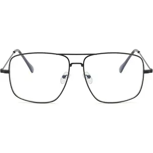 Non Prescription Glasses - Classic Square Clear Lens Metal Frame for Men Women