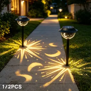 Solar Outdoor Projector Light, Star Moon Projection, Home Garden Patio Decor, Easter Christmas Mother's Day Gift, Lawn Decoration Lighting, Solar Pole Light