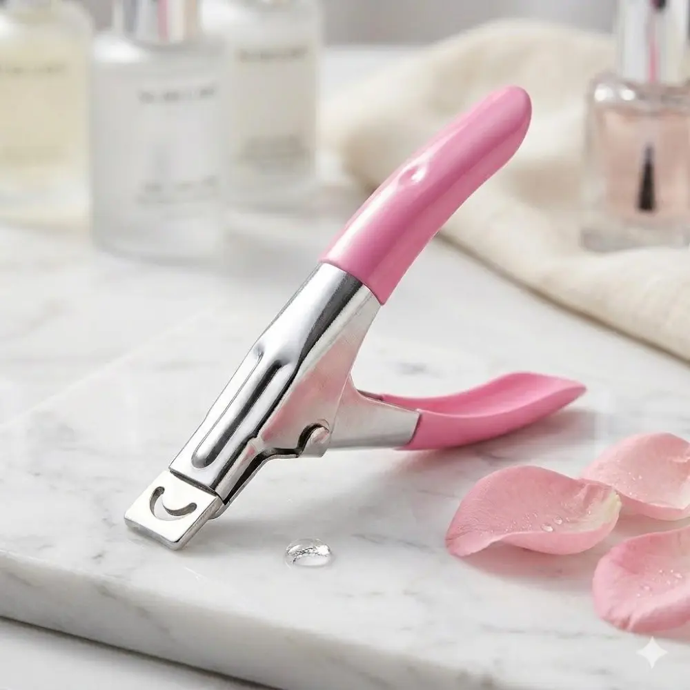 Professional Nail Clipper for Acrylic, Gel & Crystal Nails - U Shape Design, Smooth Cutting, Anti-Splinter, Rust-Resistant Alloy, Ergonomic Grip, Portable Case, Multi-Size Fit, Durable Nail Care Tool