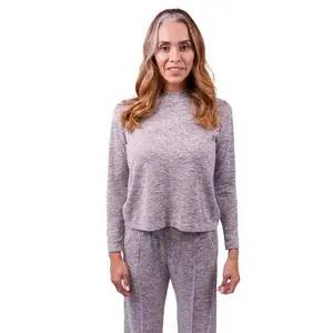 SPARKIES Polyviscose Adaptive Ava Wellness Top with Back Wrap Closure Silver