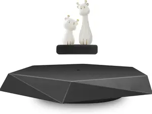 Levitating Display Stand Magnetic Floating with 360 Degree Rotating Feature for Toys Figures Miniatures Black Futuristic Home Office Decor Gift
