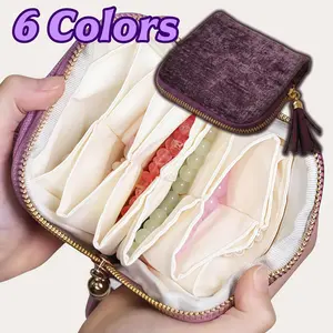 Portable Organizer for Rings, Bracelets, & Bangles with Tassel Zippe Jewelry Storage Pouch Jewelry Bag Travel Pouch