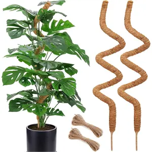 2 Pack 60'' Bendable Moss Pole for Monstera & Pothos - Tall  Coco Coir  Support Stakes for Large Climbing Indoor , Potted Houseplant Trellis Accessories
