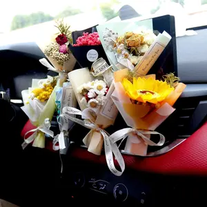 2-Pack Small Floral Car Air Freshener Clips - Mini Dried Flower Bouquet Vent Clip for Car AC Vents, Essential Oil Diffuser & Auto Interior Decor