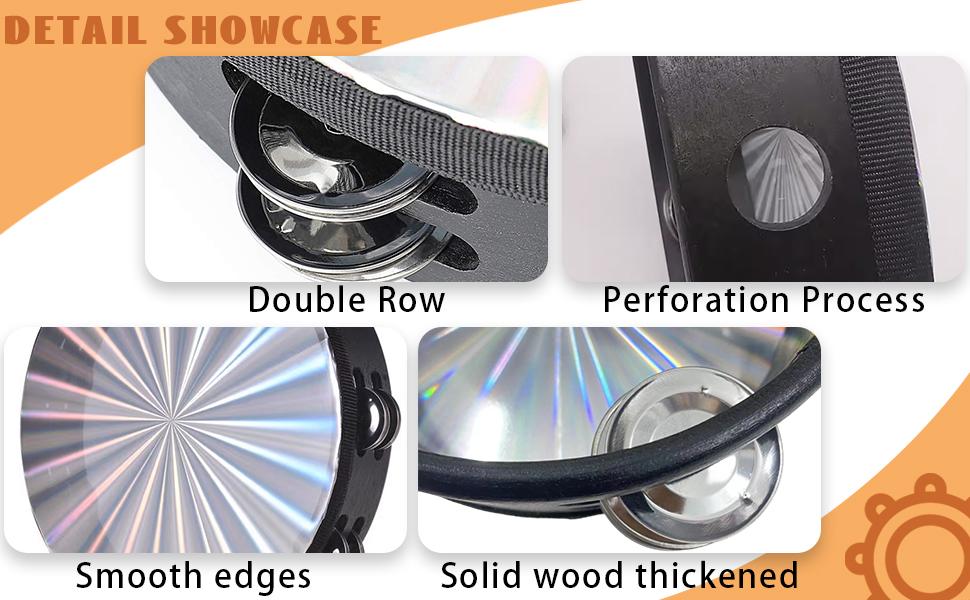 11pcs Tambourine Set, Half Moon Tambourine, Wrist Bells, Maracas, Rhythm Sticks, Reflective Handheld Tambourines, Percussion Instrument for Adults Church School Party And Karaoke.