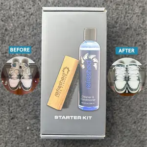 Refreshed Shoe Cleaner Starter Kit - 8oz Cleaner & Conditioner with Soft Bristle Brush for All Shoe Materials and Colors - All-Natural Formula for Safe and Effective Cleaning