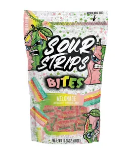 Sour Strips Bites Flavor Rainbow Candy - 6.35oz Resealable Bag of Artificially Flavored Snacks