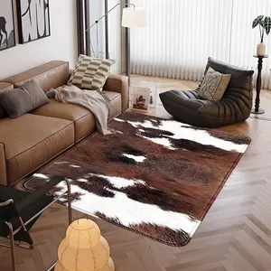 1pc Cowboy Cow-Print Faux-Cashmere ACCENT CARPET, living/kitchen flex lay, fold-flat store, western glow-up space, machine-wash refresh gift-ready