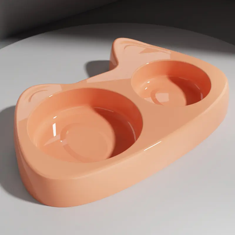Pet Double Bowl with Different Sizes - Blush Pink