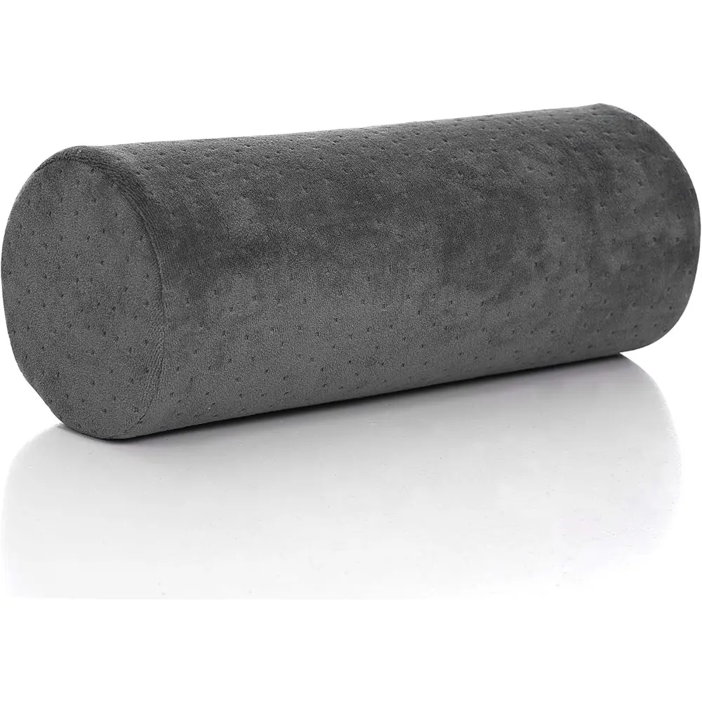 Supportive Round Cervical Roll Cylinder Bolster Pillow, Ergonomically Designed for Head & Neck Support, Removable Washable Cover, Grey (Home Bathroom Supplies), Supportive Bolster