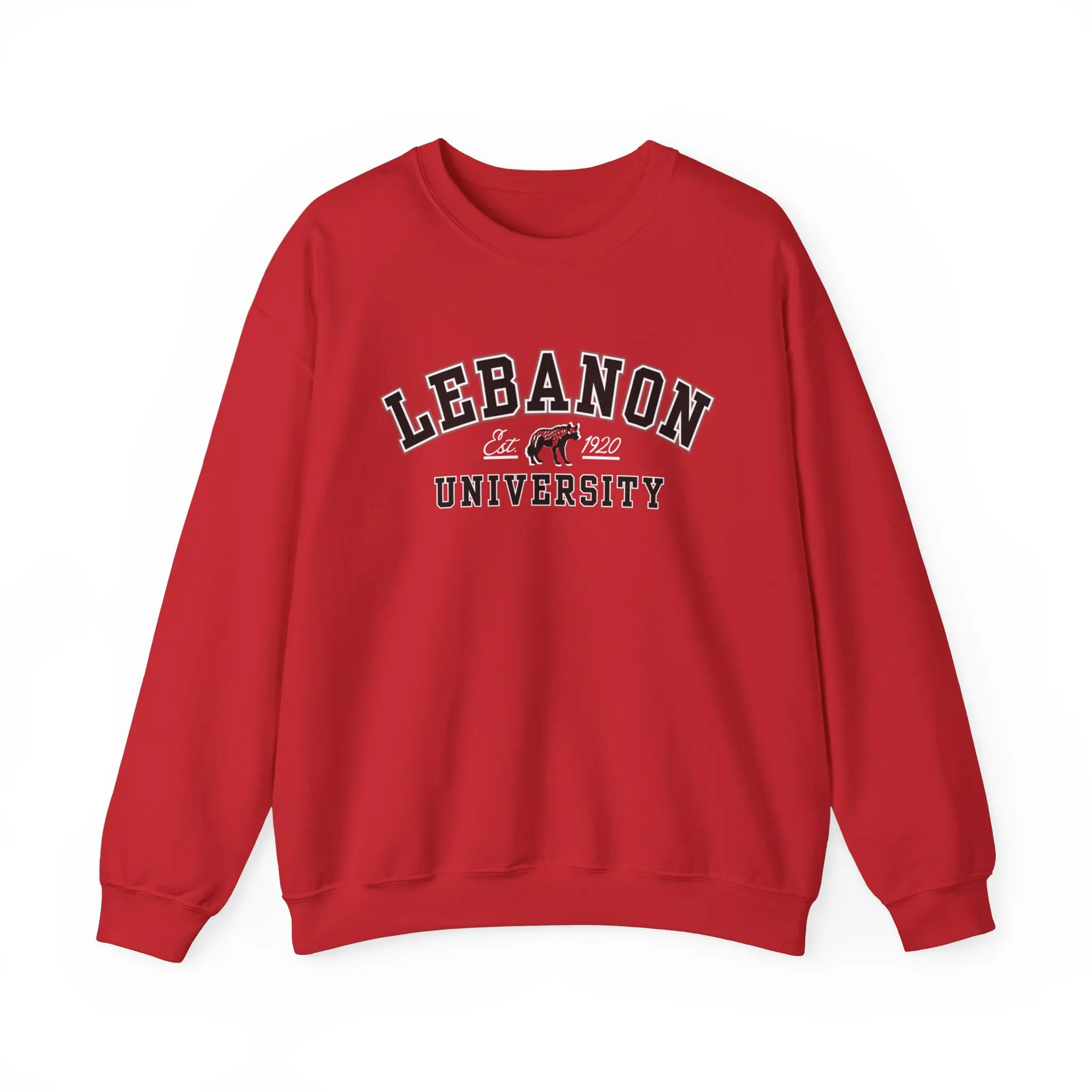 Lebanon University Crewneck Sweatshirt - National Animal & Est. Date on World Map - Heritage Ethnicity Country