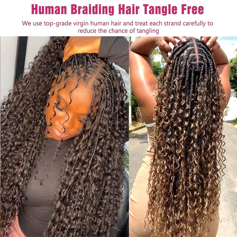 P4/27 Human Hair Braiding Hair Honey Blonde Deep Wave Bulk Human Hair for Braiding Highlight Ombre Brown Curly Bulk Human Hair for Boho Braids SpringStatements