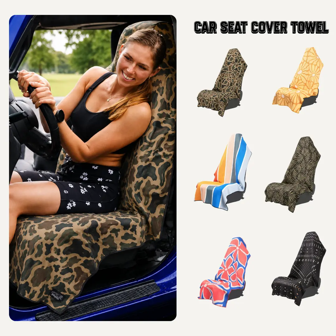 Car Seat Cover Towel – Washable Absorbent Vehicle Seat Towel, Multiple Pattern Designs for Travel & Daily Use