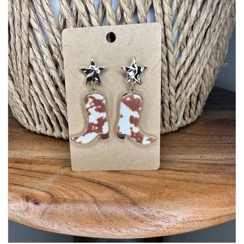 Boot Scooting Boogie Cowgirl Boot Faux Fur Earrings