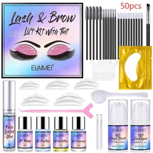 ELAIMEl Lash Brow Lift Kit with Tint Curling Eyelash Perm Kit Eyebrow Dye Tint Combination Quick Lifting & Voluminous Coloring with Complete Tools for Salon Grade Home DIY Makeup Set
