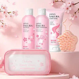 LAIKOU Japan Sakura Shampoo and Conditioner Set with Hair Mask, Sweet Floral Fragrance Hair Glow Kit, Lightweight Hydration Haircare for All Hair Types, Ideal Gift for Women 3-in-1 Bundle