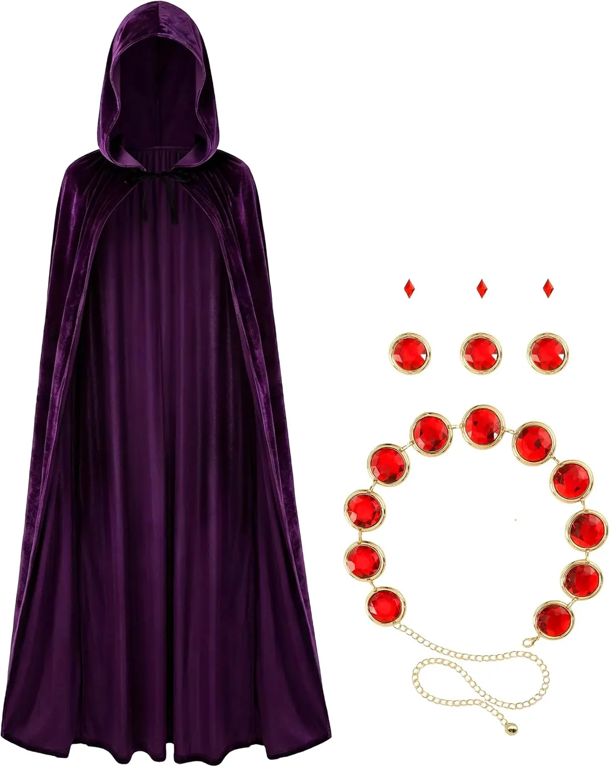 Women's Purple Hooded Cape Robe with Waist Belt, Halloween Costume & Cosplay Accessories, Basic