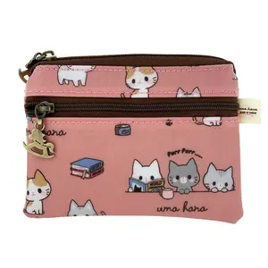 Coral Meow Cat Keychain Coin Purse