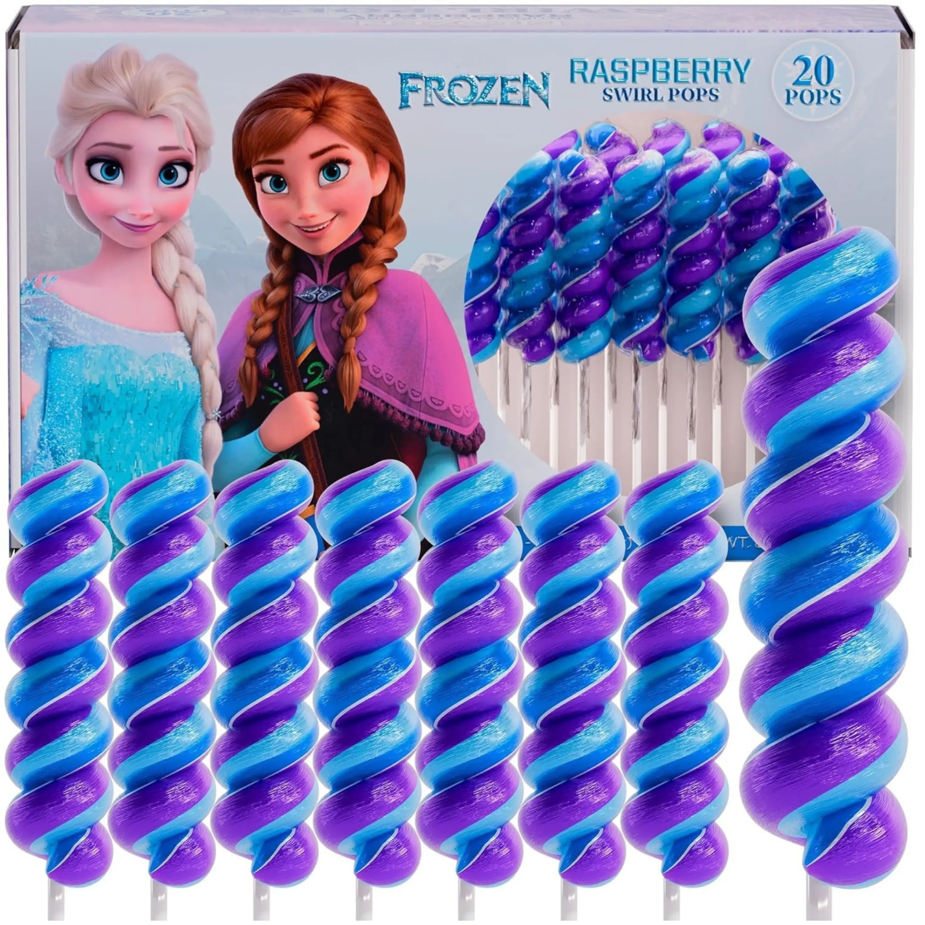 Frozen Lollipops Swirl 20pk- Frozen Candy For Frozen Party Favors | Elsa Birthday Party Decorations - Elsa And Anna Themed Princess Birthday Decorations - Princess Party Favors