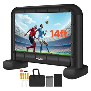 VEVOR 14 ft Inflatable Movie Screen, 600D Washable Inflatable Projector Screen with Portable Storage Bag, 16: 9 Easy Set Up Movie Projection for Outdoor Backyard, Home Theater, Theme Party, Pool Fun